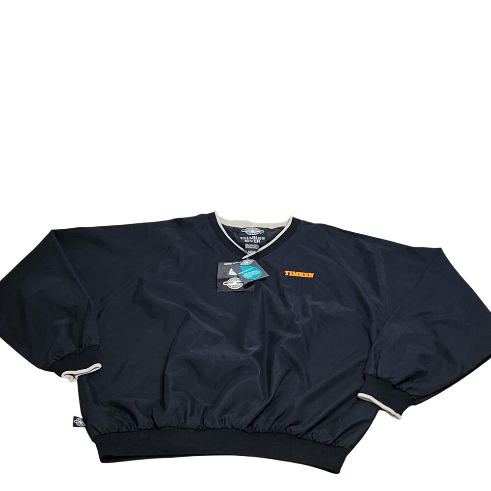 Charles River Apparel Windbreaker Jacket Mens 2XL Black Timken Pullover Lined
